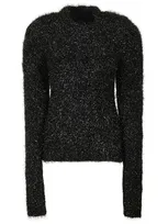 Alberta Ferretti Glitter Detailed Knit Jumper In Black