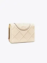 Tory Burch Fleming Soft Bi-fold Wallet In New Cream