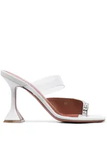 Amina Muaddi Paloma 95 Mm Crystal Mules In White