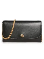 Tory Burch Robinson Chain Wallet In Black