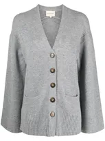 Loulou Studio Fine-knit Wool-cashmere Cardigan In Grey