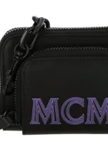 Mcm Logo Printed Zipped Wallet In Black