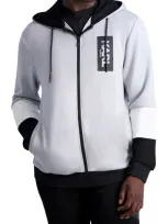 Karl Lagerfeld Colorblock Hooded Track Jacket In Light Grey