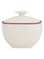 Nambe Taos Covered Sugar Bowl In White