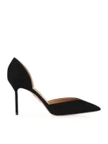 Aquazzura 85mm Uptown Suede Pumps In Black