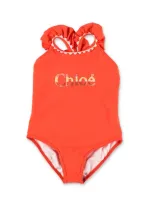 Chloé Kids' Chloe Costume Intero Corallo In Lycra Baby Girl In Rosso