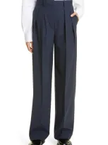 Theory New T Double Pleated Stretch Wool Pants In Nocturne Navy