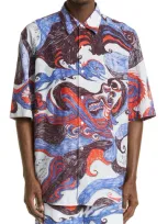 Lemaire Printed Shirt In Blue