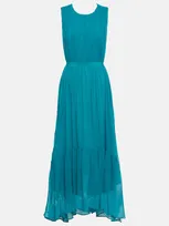 Ulla Johnson Sarai Silk Chiffon Midi Dress In Blue