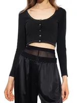 Alexander Wang Ribbed Cropped Top In Black