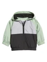 Miles The Label Babies' Colorblock Hooded Recycled Polyester Windbreaker Jacket In 800 Green