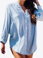 Les Canebiers Brouis Oversized Stripe Shirt In Navy