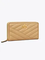 Tory Burch Kira Chevron Zip Continental Wallet In Desert Dune