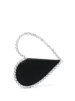 L'alingi Love Heart-shaped Satin Clutch Bag In Schwarz