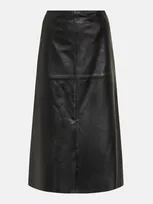 Joseph Sidena Leather Midi Skirt In Black