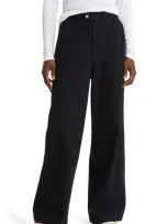 Treasure & Bond Wide Leg Cotton Twill Trousers In Black