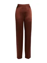 Joseph Tova Silk-satin Straight-leg Trousers In Brown