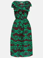 Ulla Johnson Anora Silk Midi Dress In Green