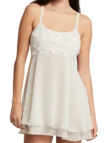 Rya Collection Beloved Lace Trim Chiffon Chemise In Ivory