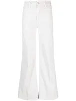 Mother Flared Cotton Trousers In White