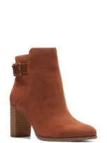 Clarks Freva85 Buckle Bootie In Caramel Suede