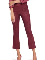 Nydj Pull-on Ankle Slim Bootcut Faux Suede Pants In Dark Cherry