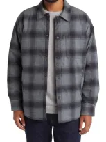 Frame Insulated Plaid Cotton Snap-up Overshirt In Black Grey Plaid