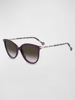 Carolina Herrera 57mm Round Sunglasses In Plum Gold