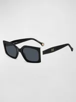 Carolina Herrera 53mm Rectangular Sunglasses In Black White Grey