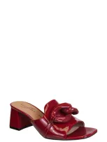 Naked Feet Coterie Block Heel Sandal In Deep Red