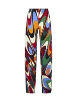 Pucci All Over Print Pants In Arancio Verde