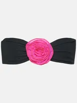 Same Rose Applique Bandeau Bikini Top In Black