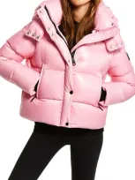 Sam Jordy Down Puffer Jacket With Removable Hood In Bright Pink