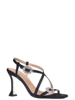 Ron White Nicolette Crystal Buckle Sandal In Onyx