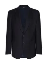 Dolce & Gabbana Single-breasted Stretch Wool Tricotine Jacket In ブルー