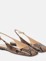 Gianvito Rossi Embossed Square-toe Slingback Ballerina Flats In Praline