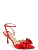 Jewel Badgley Mischka Yanna Pointed Toe Pump In Red Satin