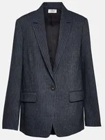 Vince Pinstripe Flannel Blazer In Blue