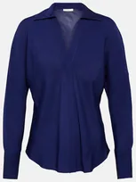 Vince Silk Georgette Shirt In Blue