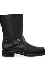 Stuart Weitzman Maverick Buckled Leather Ankle Boots In Black