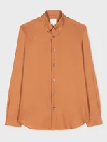 Paul Smith Tobacco Cotton-lyocell Flannel Shirt In Browns