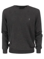 Polo Ralph Lauren Heathered Long Sleeve T-shirt In Black Marl Heather