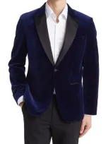 Hugo Boss Hutson Silk Blend Velvet Dinner Jacket In Navy