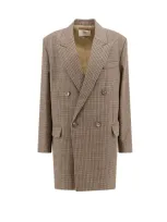 Ami Alexandre Mattiussi Houndstooth Wool Blazer In Beige