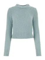 Ami Alexandre Mattiussi Blue Brushed Sweater In Cyan