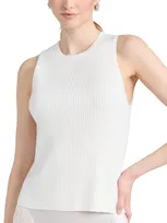 Vince Ribbed High Neck Tank Off White Xxs