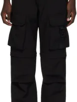 Hugo Black Zip-off Cargo Pants In Black 001