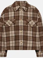 Miu Miu Checked Wool-blend Jacket In Brown