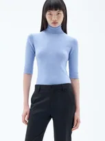 Filippa K Merino Elbow Sleeve Top In Blue