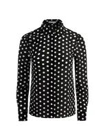 Alice And Olivia Alice + Olivia Willa Polka-dot Silk Shirt In Fantasy Dot Black